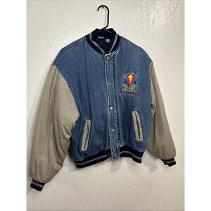 Vintage 90s Canyon Guide Outfitters Wal Mart Varsity Jacket Medium Denim Snap